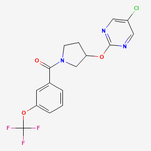 molecular formula C16H13ClF3N3O3 B2912549 5-chloro-2-({1-[3-(trifluoromethoxy)benzoyl]pyrrolidin-3-yl}oxy)pyrimidine CAS No. 2034470-36-3