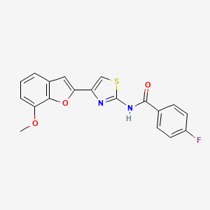 4-fluoro-N-(4-(7-methoxybenzofuran-2-yl)thiazol-2-yl)benzamide
