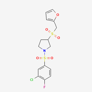1-((3-Chloro-4-fluorophenyl)sulfonyl)-3-((furan-2-ylmethyl)sulfonyl)pyrrolidine