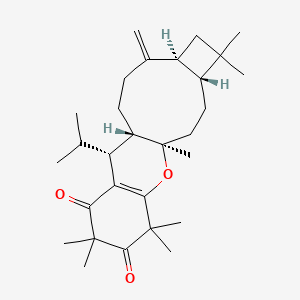 B2912639 (1R,4R,7S,11S,12R)-1,5,5,15,15,17,17-Heptamethyl-8-methylidene-12-propan-2-yl-19-oxatetracyclo[9.8.0.04,7.013,18]nonadec-13(18)-ene-14,16-dione CAS No. 1357149-73-5
