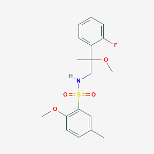 molecular formula C18H22FNO4S B2912656 N-(2-(2-fluorophenyl)-2-methoxypropyl)-2-methoxy-5-methylbenzenesulfonamide CAS No. 1797881-22-1