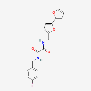 molecular formula C18H15FN2O4 B2912684 N1-([2,2'-bifuran]-5-ylmethyl)-N2-(4-fluorobenzyl)oxalamide CAS No. 2034565-23-4