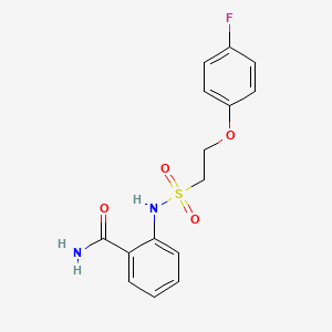 molecular formula C15H15FN2O4S B2912698 2-(2-(4-Fluorophenoxy)ethylsulfonamido)benzamide CAS No. 1351586-94-1