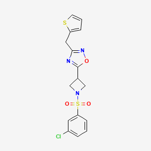 5-(1-((3-Chlorophenyl)sulfonyl)azetidin-3-yl)-3-(thiophen-2-ylmethyl)-1,2,4-oxadiazole