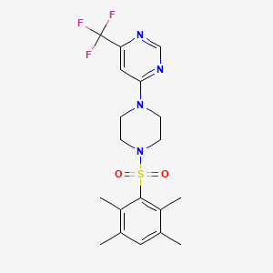 4-(4-((2,3,5,6-Tetramethylphenyl)sulfonyl)piperazin-1-yl)-6-(trifluoromethyl)pyrimidine