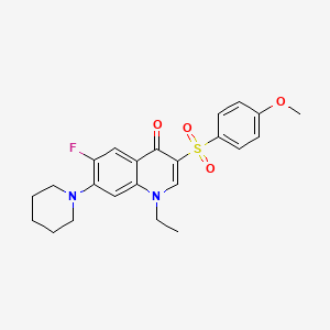 molecular formula C23H25FN2O4S B2912712 1-ethyl-6-fluoro-3-((4-methoxyphenyl)sulfonyl)-7-(piperidin-1-yl)quinolin-4(1H)-one CAS No. 892772-61-1