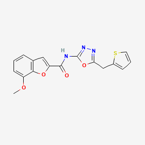 molecular formula C17H13N3O4S B2912807 7-methoxy-N-(5-(thiophen-2-ylmethyl)-1,3,4-oxadiazol-2-yl)benzofuran-2-carboxamide CAS No. 1021083-11-3