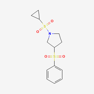 molecular formula C13H17NO4S2 B2912810 1-(Cyclopropylsulfonyl)-3-(phenylsulfonyl)pyrrolidine CAS No. 1448035-50-4