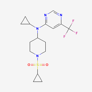 molecular formula C16H21F3N4O2S B2912822 N-[1-(cyclopropanesulfonyl)piperidin-4-yl]-N-cyclopropyl-6-(trifluoromethyl)pyrimidin-4-amine CAS No. 2380142-58-3