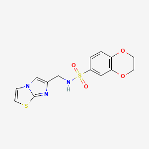 molecular formula C14H13N3O4S2 B2912839 N-({imidazo[2,1-b][1,3]thiazol-6-yl}methyl)-2,3-dihydro-1,4-benzodioxine-6-sulfonamide CAS No. 852453-53-3