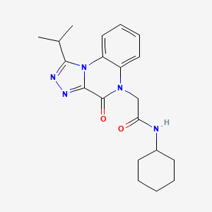 molecular formula C20H25N5O2 B2912933 N-cyclohexyl-2-(1-isopropyl-4-oxo-[1,2,4]triazolo[4,3-a]quinoxalin-5(4H)-yl)acetamide CAS No. 1357966-20-1