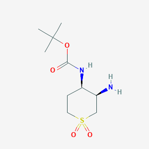 molecular formula C10H20N2O4S B2913009 Tert-butyl N-[(3R,4R)-3-amino-1,1-dioxothian-4-yl]carbamate CAS No. 480450-19-9