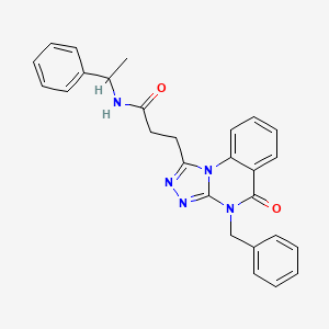 molecular formula C27H25N5O2 B2913015 3-{4-benzyl-5-oxo-4H,5H-[1,2,4]triazolo[4,3-a]quinazolin-1-yl}-N-(1-phenylethyl)propanamide CAS No. 895650-67-6