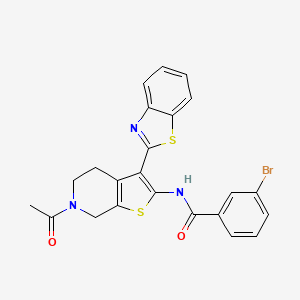 molecular formula C23H18BrN3O2S2 B2913085 N-[6-acetyl-3-(1,3-benzothiazol-2-yl)-4H,5H,6H,7H-thieno[2,3-c]pyridin-2-yl]-3-bromobenzamide CAS No. 864859-39-2