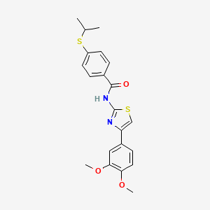 molecular formula C21H22N2O3S2 B2913094 N-(4-(3,4-dimethoxyphenyl)thiazol-2-yl)-4-(isopropylthio)benzamide CAS No. 919839-79-5