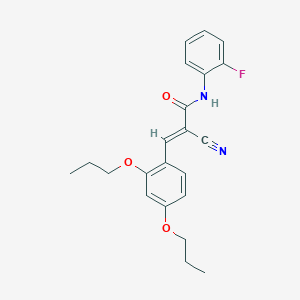 B2913095 (E)-2-cyano-3-(2,4-dipropoxyphenyl)-N-(2-fluorophenyl)prop-2-enamide CAS No. 351192-24-0