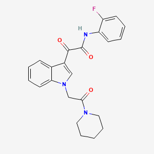 molecular formula C23H22FN3O3 B2913103 N-(2-fluorophenyl)-2-oxo-2-[1-(2-oxo-2-piperidin-1-ylethyl)indol-3-yl]acetamide CAS No. 872861-58-0