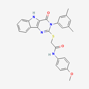 molecular formula C27H24N4O3S B2913113 2-{[3-(3,5-dimethylphenyl)-4-oxo-3H,4H,5H-pyrimido[5,4-b]indol-2-yl]sulfanyl}-N-(4-methoxyphenyl)acetamide CAS No. 536705-47-2