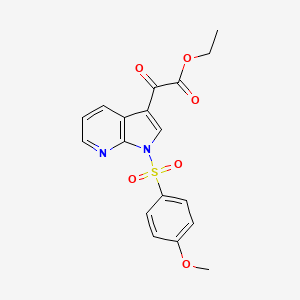 molecular formula C18H16N2O6S B2913125 Ethyl 2-(1-[(4-methoxyphenyl)sulfonyl]-1H-pyrrolo[2,3-B]pyridin-3-YL)-2-oxoacetate CAS No. 860612-17-5