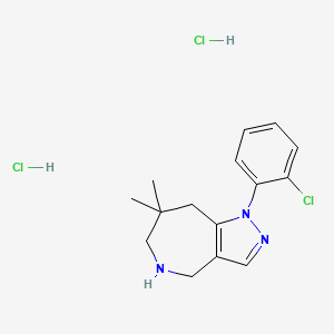 molecular formula C15H20Cl3N3 B2913131 1-(2-chlorophenyl)-7,7-dimethyl-1H,4H,5H,6H,7H,8H-pyrazolo[4,3-c]azepine dihydrochloride CAS No. 2059948-55-7