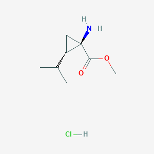 molecular formula C8H16ClNO2 B2913165 Methyl (1R,2S)-1-amino-2-propan-2-ylcyclopropane-1-carboxylate;hydrochloride CAS No. 2416218-94-3