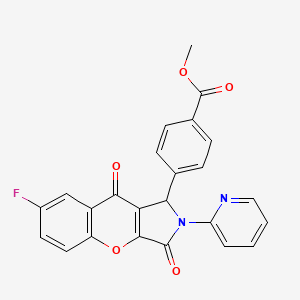 molecular formula C24H15FN2O5 B2913170 Methyl 4-(7-fluoro-3,9-dioxo-2-(pyridin-2-yl)-1,2,3,9-tetrahydrochromeno[2,3-c]pyrrol-1-yl)benzoate CAS No. 634569-63-4