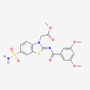 molecular formula C19H19N3O7S2 B2913186 methyl 2-[(2Z)-2-[(3,5-dimethoxybenzoyl)imino]-6-sulfamoyl-2,3-dihydro-1,3-benzothiazol-3-yl]acetate CAS No. 865198-67-0