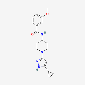 molecular formula C19H24N4O2 B2913206 N-[1-(5-cyclopropyl-1H-pyrazol-3-yl)piperidin-4-yl]-3-methoxybenzamide CAS No. 2034201-55-1