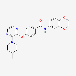 molecular formula C25H26N4O4 B2913238 N-(2,3-dihydro-1,4-benzodioxin-6-yl)-4-{[3-(4-methylpiperidin-1-yl)pyrazin-2-yl]oxy}benzamide CAS No. 1189861-73-1
