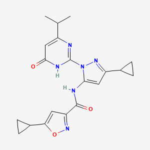 5-cyclopropyl-N-(3-cyclopropyl-1-(4-isopropyl-6-oxo-1,6-dihydropyrimidin-2-yl)-1H-pyrazol-5-yl)isoxazole-3-carboxamide