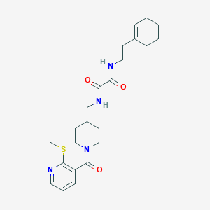 molecular formula C23H32N4O3S B2913255 N'-[2-(cyclohex-1-en-1-yl)ethyl]-N-({1-[2-(methylsulfanyl)pyridine-3-carbonyl]piperidin-4-yl}methyl)ethanediamide CAS No. 1235389-95-3