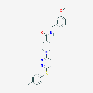 molecular formula C25H28N4O2S B2913260 N-[(3-methoxyphenyl)methyl]-1-{6-[(4-methylphenyl)sulfanyl]pyridazin-3-yl}piperidine-4-carboxamide CAS No. 1223788-83-7