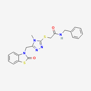 2-[[4-methyl-5-[(2-oxo-1,3-benzothiazol-3-yl)methyl]-1,2,4-triazol-3-yl]thio]-N-(phenylmethyl)acetamide