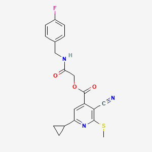 {[(4-Fluorophenyl)methyl]carbamoyl}methyl 3-cyano-6-cyclopropyl-2-(methylsulfanyl)pyridine-4-carboxylate