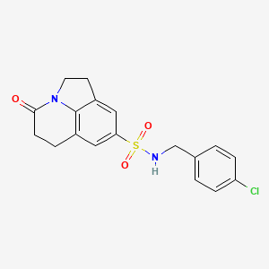 molecular formula C18H17ClN2O3S B2913329 N-(4-chlorobenzyl)-4-oxo-1,2,5,6-tetrahydro-4H-pyrrolo[3,2,1-ij]quinoline-8-sulfonamide CAS No. 898462-45-8