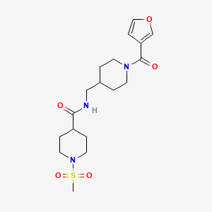 molecular formula C18H27N3O5S B2913336 N-((1-(furan-3-carbonyl)piperidin-4-yl)methyl)-1-(methylsulfonyl)piperidine-4-carboxamide CAS No. 1797725-88-2