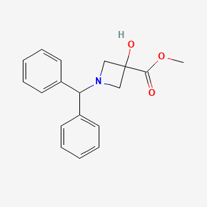 molecular formula C18H19NO3 B2913352 Methyl 1-(diphenylmethyl)-3-hydroxyazetidine-3-carboxylate CAS No. 950691-63-1