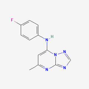 molecular formula C12H10FN5 B2913370 N-(4-fluorophenyl)-5-methyl-[1,2,4]triazolo[1,5-a]pyrimidin-7-amine 