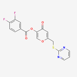 [4-Oxo-6-(pyrimidin-2-ylsulfanylmethyl)pyran-3-yl] 3,4-difluorobenzoate