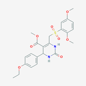 molecular formula C23H26N2O8S B2913388 methyl 6-[(2,5-dimethoxybenzenesulfonyl)methyl]-4-(4-ethoxyphenyl)-2-oxo-1,2,3,4-tetrahydropyrimidine-5-carboxylate CAS No. 900013-02-7