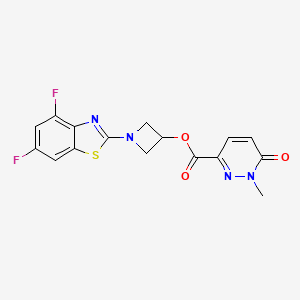 molecular formula C16H12F2N4O3S B2913402 1-(4,6-Difluorobenzo[d]thiazol-2-yl)azetidin-3-yl 1-methyl-6-oxo-1,6-dihydropyridazine-3-carboxylate CAS No. 1396860-52-8