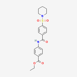 molecular formula C21H24N2O5S B2913449 Ethyl 4-(4-(piperidin-1-ylsulfonyl)benzamido)benzoate CAS No. 313537-99-4