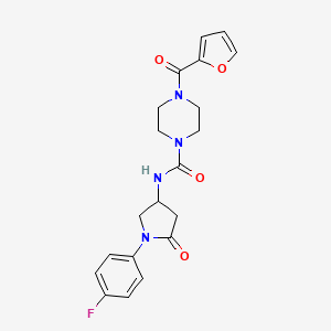 molecular formula C20H21FN4O4 B2913456 N-[1-(4-fluorophenyl)-5-oxopyrrolidin-3-yl]-4-(furan-2-carbonyl)piperazine-1-carboxamide CAS No. 894039-23-7