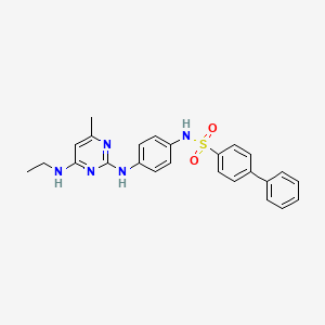 molecular formula C25H25N5O2S B2913473 N-(4-{[4-(ethylamino)-6-methylpyrimidin-2-yl]amino}phenyl)-[1,1'-biphenyl]-4-sulfonamide CAS No. 923201-77-8