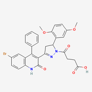4-(3-(6-bromo-2-hydroxy-4-phenylquinolin-3-yl)-5-(2,5-dimethoxyphenyl)-4,5-dihydro-1H-pyrazol-1-yl)-4-oxobutanoic acid