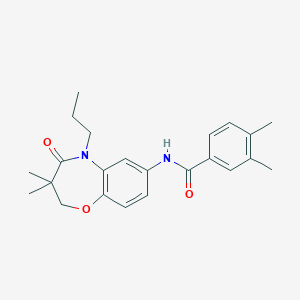 molecular formula C23H28N2O3 B2913573 N-(3,3-dimethyl-4-oxo-5-propyl-2,3,4,5-tetrahydro-1,5-benzoxazepin-7-yl)-3,4-dimethylbenzamide CAS No. 921521-92-8