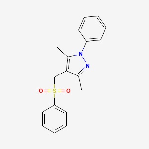 molecular formula C18H18N2O2S B2913592 3,5-dimethyl-1-phenyl-4-[(phenylsulfonyl)methyl]-1H-pyrazole CAS No. 321574-38-3