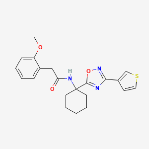 molecular formula C21H23N3O3S B2913601 2-(2-methoxyphenyl)-N-{1-[3-(thiophen-3-yl)-1,2,4-oxadiazol-5-yl]cyclohexyl}acetamide CAS No. 1421584-07-7