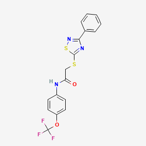 molecular formula C17H12F3N3O2S2 B2913612 2-[(3-phenyl-1,2,4-thiadiazol-5-yl)sulfanyl]-N-[4-(trifluoromethoxy)phenyl]acetamide CAS No. 864856-23-5