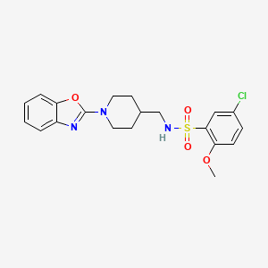 molecular formula C20H22ClN3O4S B2913620 N-((1-(benzo[d]oxazol-2-yl)piperidin-4-yl)methyl)-5-chloro-2-methoxybenzenesulfonamide CAS No. 1797172-17-8